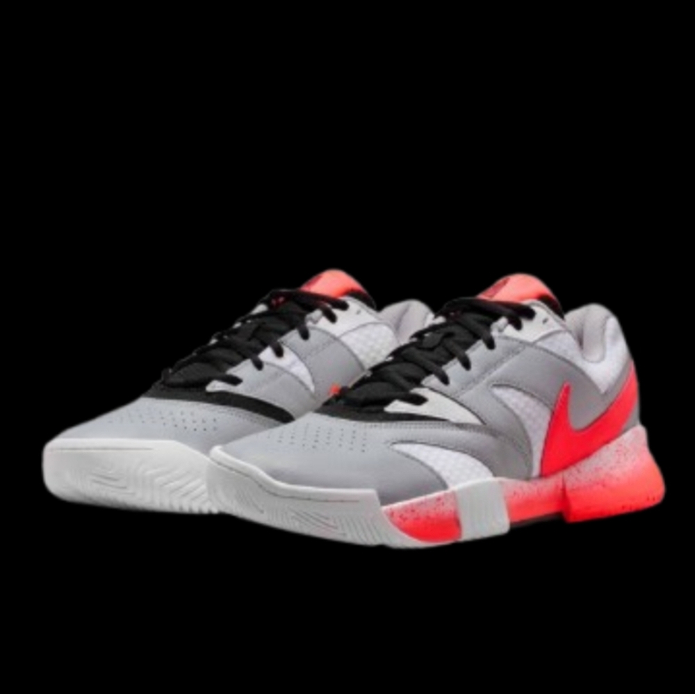 Nike Court Lite 4 Premium Tennis Pickleball Mens White Grey Hot Lava